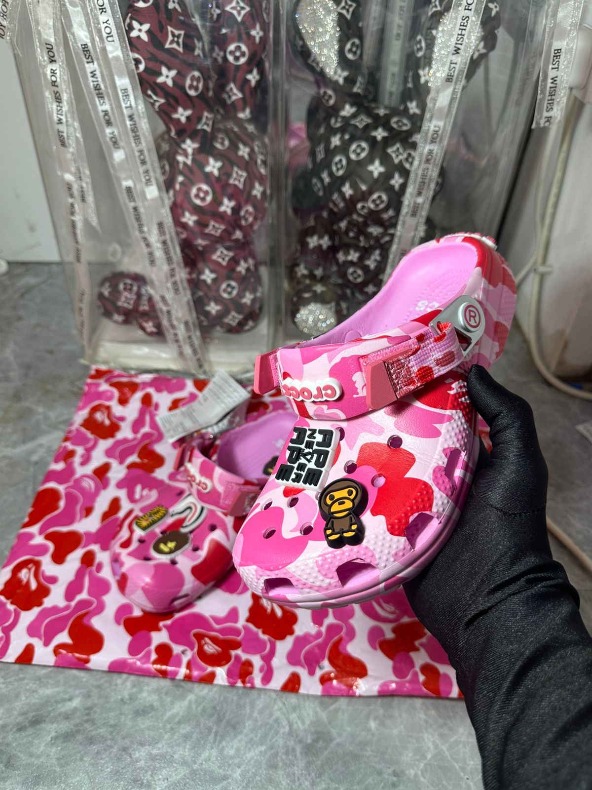 Crocs Classic Clog A Bathing Ape ABC Camo Pink πΈπ