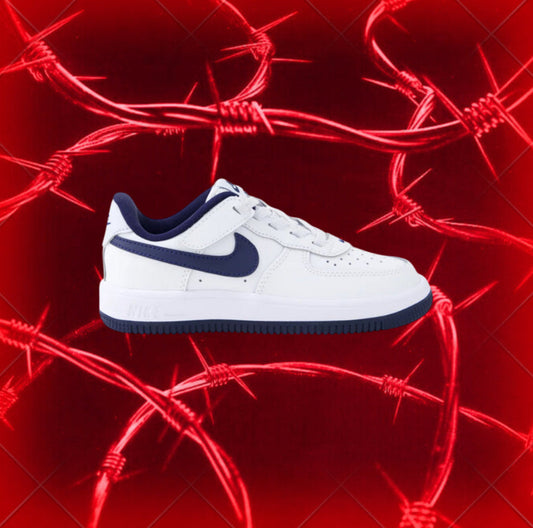 NIKE AIR FORCE ONE WHITE & NAVY BLUE