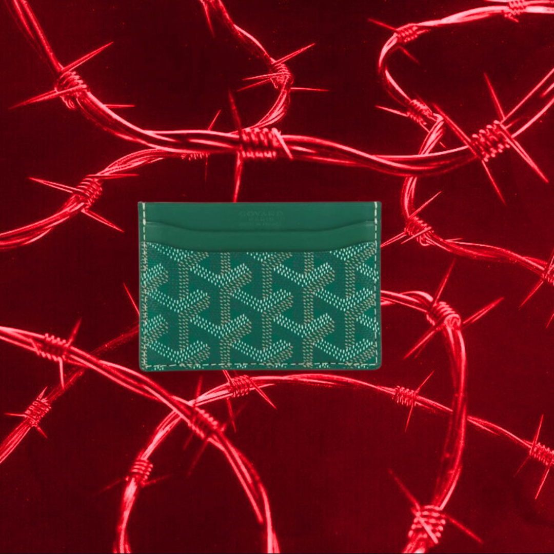 Goyard card holder green